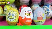 3 huevos sorpresa kinder joy, de Peppa Pig, la cerdita y de Bob esponja, en español