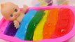 Learn Colors How To Make Rainbow Foam Clay Jelly Slime Baby Doll Bath Time DIY