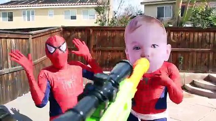 Spiderman RESCUES SpiderBaby with a GIANT FORK! w/ Paw Patrol Chase in Real Life