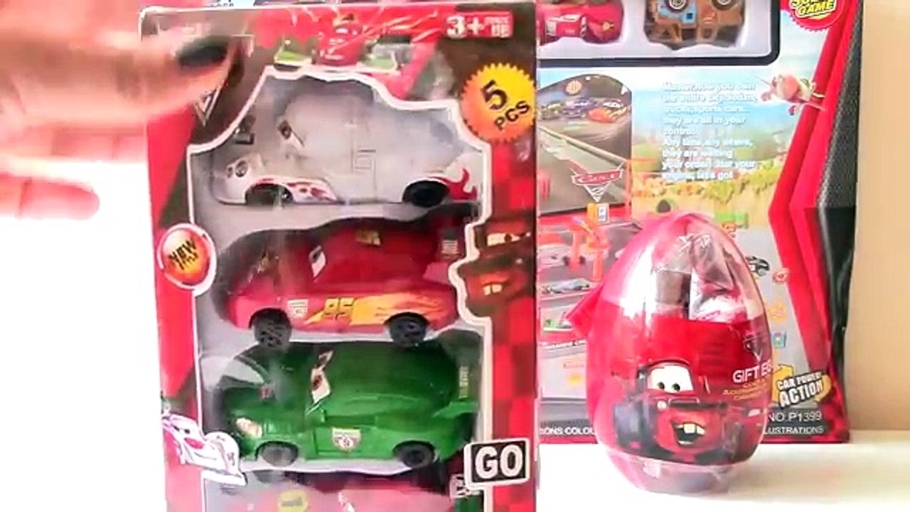 Unboxing Disney Cars 2 Toys Mater Lightning McQueen Surprise Eggs unwrapping