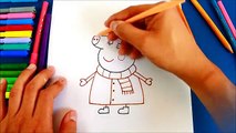 How to draw and paint Mummy Pig in winter | Cómo dibujar a Mamá Cerdita en invierno (Peppa Pig)