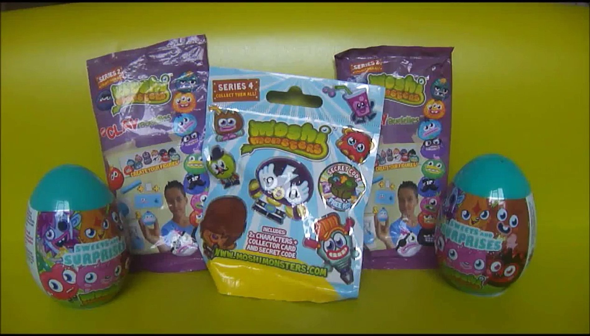 Moshi monsters surprise egg and mystery bags unboxing, clay buddies opening