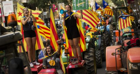 İspanya'da Referanduma Gitmekte Israr Eden Katalanlar, Yüzlerce Traktörle Meydanlara İndi
