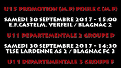 Agenda 31 Septembre et 1 er Octobre Blagnac FC
