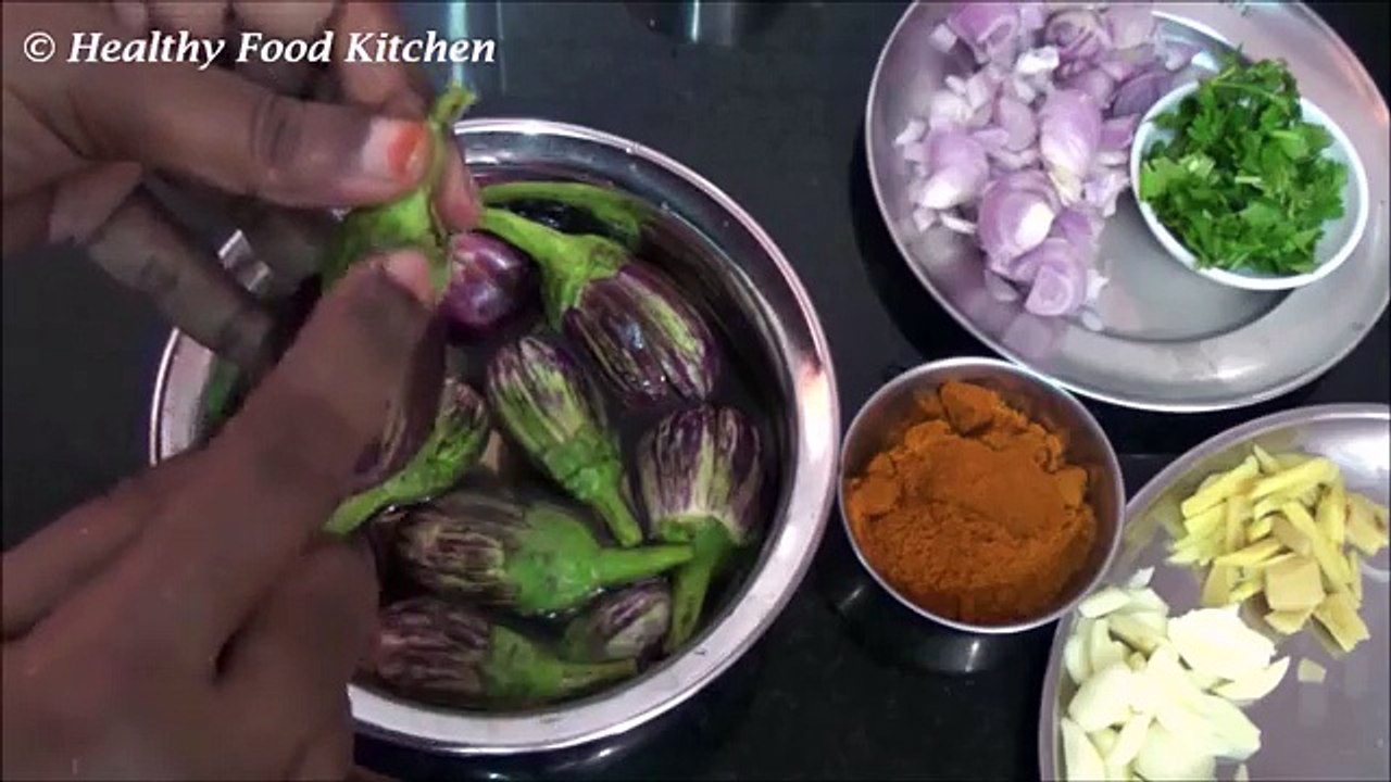 Stuffed Brinjal Curry Recipe-Stuffed Baingan Curry Recipe-Stuffed Kathirikai By Healthy Food Kitchen
