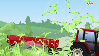 El Tractor y La Excavadora para bebés y niños - Camiones grandes en la ciudad - Colores en Español