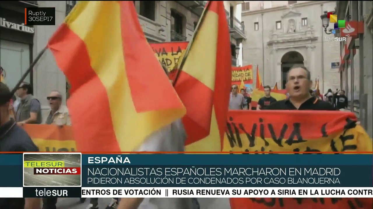Nacionalistas españoles marchan en Madrid contra el referendo catalán
