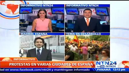 Decenas de manifestantes en Madrid salieron a las calles a manifestar su rechazo al referendo independentista de Cataluñ