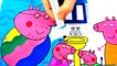 Peppa Pig Brushing teeth with Daddy Pig Coloring Book Pages Video For Kids with Colored Markers