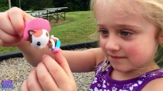 Playing at the park on the Kids Playground & Surprise Egg Toy Hunt W/ Play Doh Girl & Fun Fory