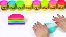 How to Make Play Doh Cake Rainbow and Cloud Play-Doh Rainbow Learning Diy Castle Toys