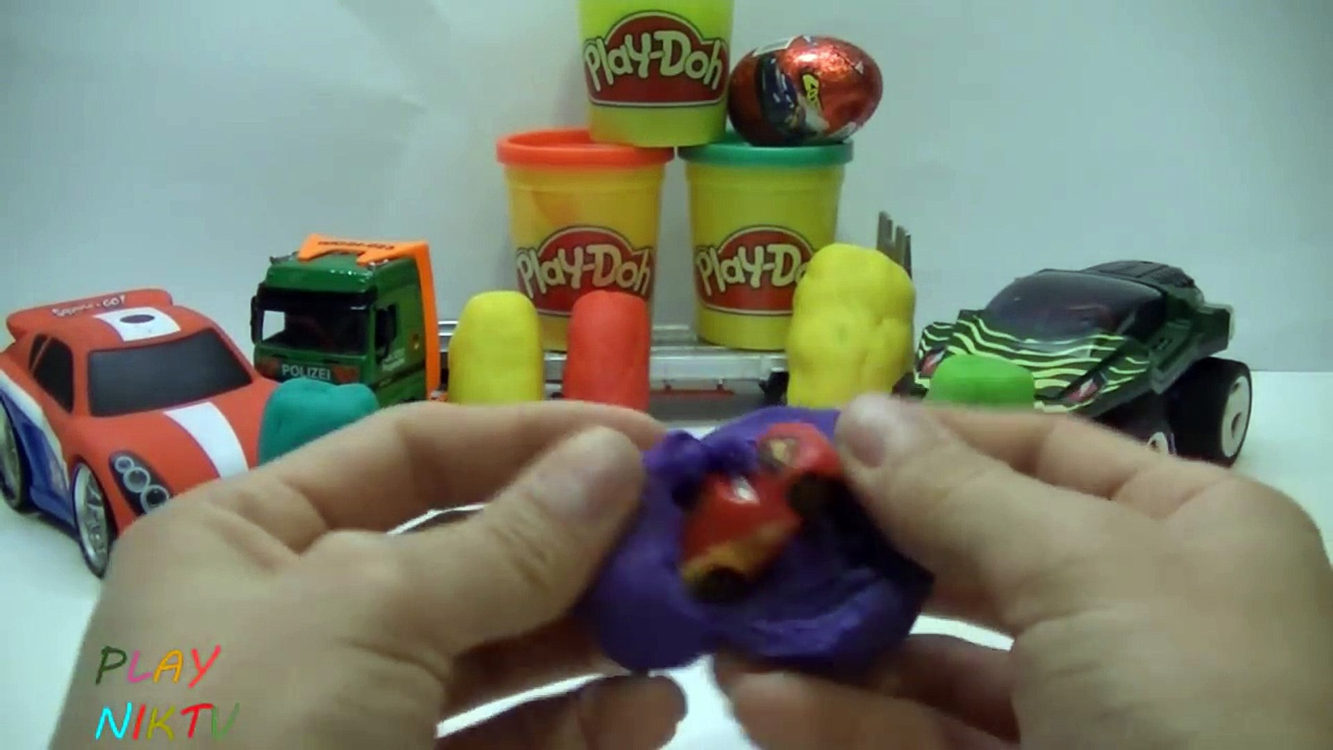 Cars Play Doh Surprise Eggs, play doh cars toys cars lightning mcqueen