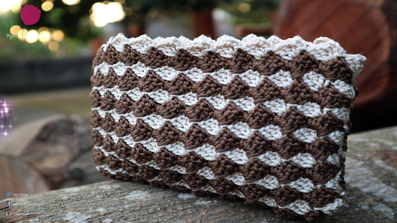 Cara Merajut Dompet Motif Miring