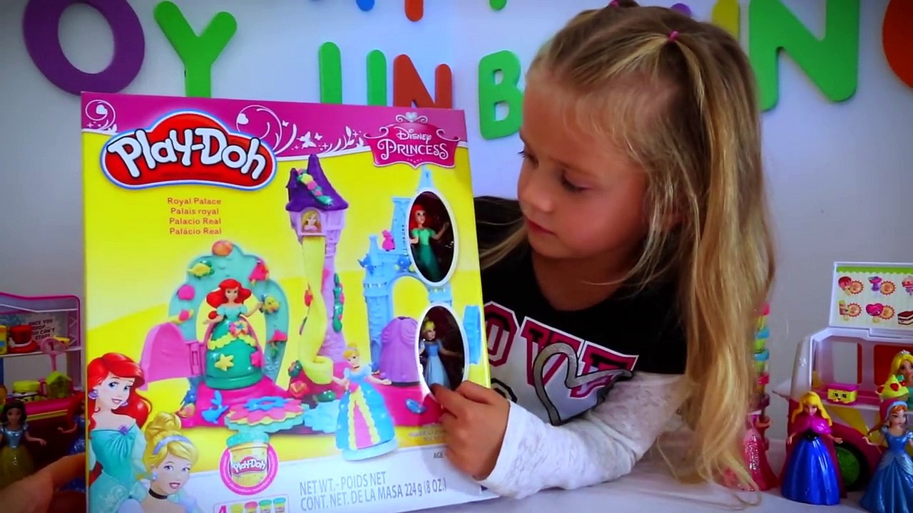 DISNEY PRINCESS PLAYDOH ROYAL PALACE ARIEL and CINDERELLA Rapunzel Castle PTU Youtube Toy Video