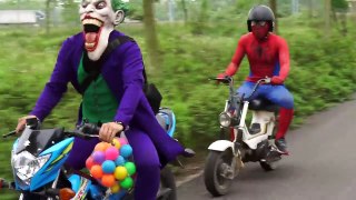 Joker steal motorcycle of Superman SWAT Spiderman pursue Elsa was abducted by Joker Superhero funny