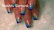 Nail Art Striping Tutorial | Rainbow Stripe Tips Nails Design