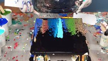 Acrylic Pour Painting: Black Swipe Technique With Colorful Cells