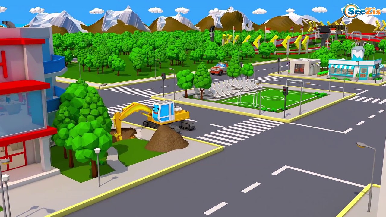 Сaminhão e o Rápido Tratores com REBOQUE na estrada | Desenhos animados crianças