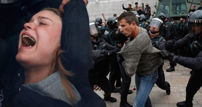 İspanya Karıştı! Oy Kullanmak İsteyen Vatandaşlara, Polisten Çok Sert Müdahale