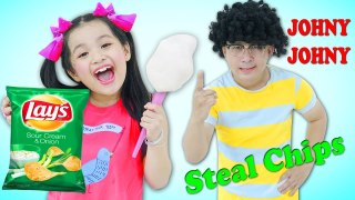 Bad Baby Steals Chips Learn Colors With Johny Johny Yes Papa Nursery Rhyme Song For Kids