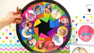 Spin The Wheel Game with Smurfette, Poppy, Belle, Moana, Owlette, Elena of Avalor VS Evil Villains!