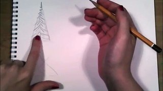 Как рисовать ёлки карандашом
