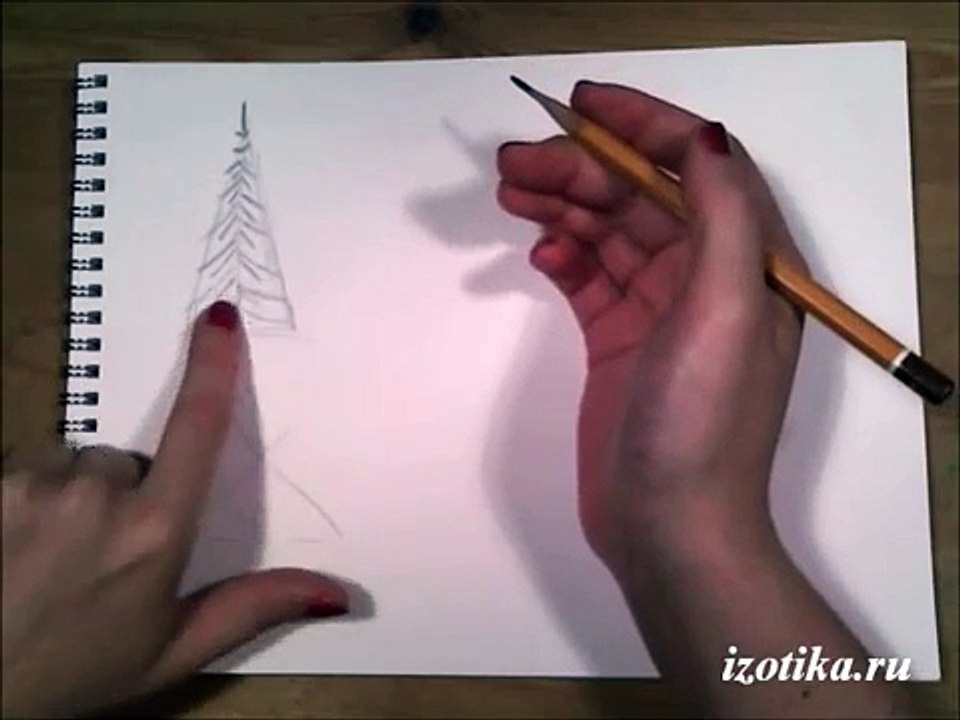 Как рисовать ёлки карандашом