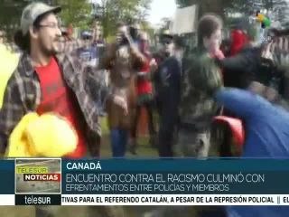 Enfrentamiento en manifestación contra el racismo en Canada