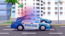 The Blue Police Car and Cop Cars Race | Service & Emergency Vehicles Cartoons for children