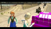 Frozen Disney Cars Nursery Rhymes Elsa Princess Anna playing with a Pink Lightning McQueen