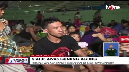 Ribuan Pengungsi Gunung Agung Masih Bertahan di Gor Sweca Pura