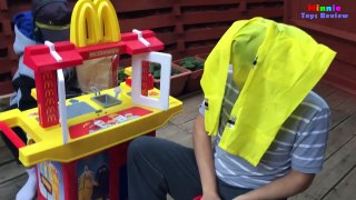 McDonalds Drive Thru Pranks Bad Kids Power Wheels Ride On Car w/ Happy Meal Spiderman Pretend Play