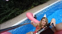 Pretty Girl Tries To Record Birthday Message While In Pool