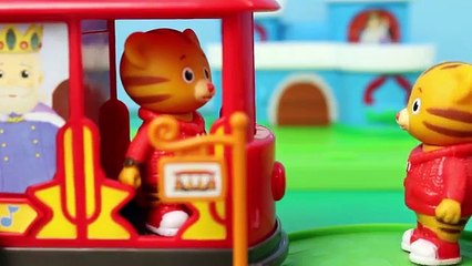 Peppa Pig with Disney Cars Mater at Daniel Tiger Neighborhood of Make Believe Train Racing Twins