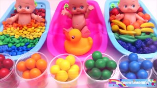 Learn Colors M&Ms Chocolate Bubble Gum Baby Doll Potty Training Bath Time For Children Kids