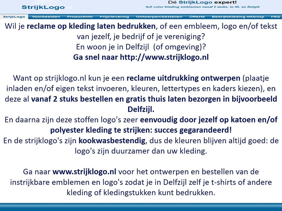Reclame kleding bedrukken Delfzijl