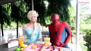Spiderman Eats Insects! w/ Frozen Elsa, The Joker, Anna & Doctor Superman in Real Life