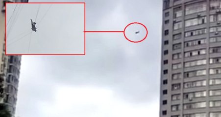 Kurnaz Müşteriden Havada Çılgınlık: Telefon Tellerine Asılı Kaldı