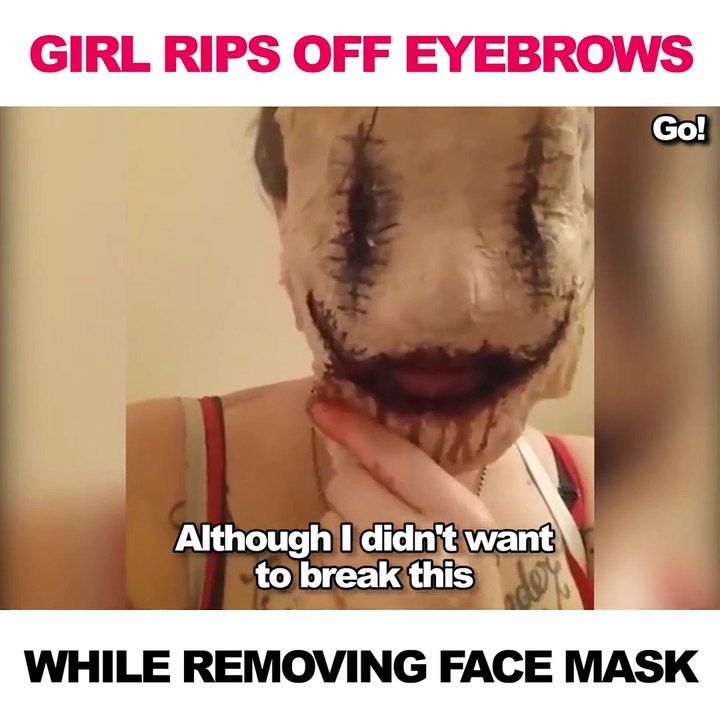 Elle s'arrache les sourcils en retirant son masque d'Halloween... Oups, FAIL