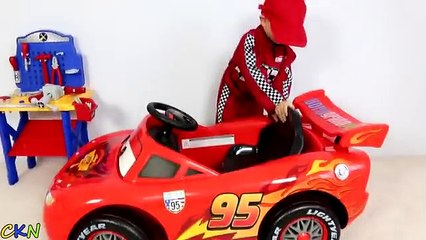 Unboxing Disney Cars Lightning McQueen Battery-Powered Ride On Car 12V Test Drive Ckn Toys