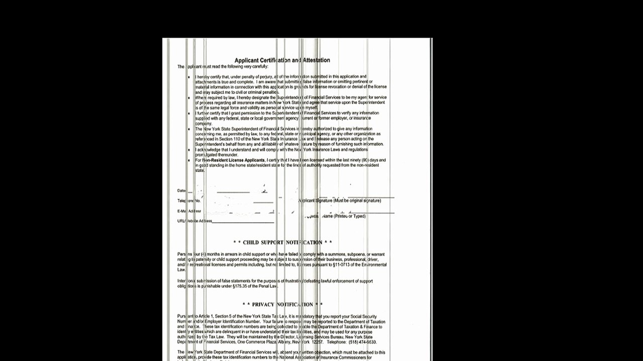 Applicant certification of attesstaion Dfsny.gov