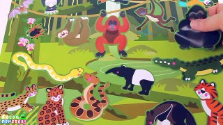 Jungle Animals Cartoons With Adventure Sticker Toys! Learn names of Animals Sound for Kids!