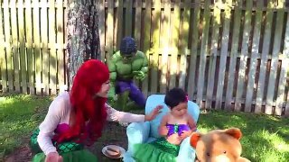 Ariel Mermaid vs Hulk Sandwhich Thief w/ Mermaid Baby, Bad baby, Joker girl, spiderman, frozen elsa