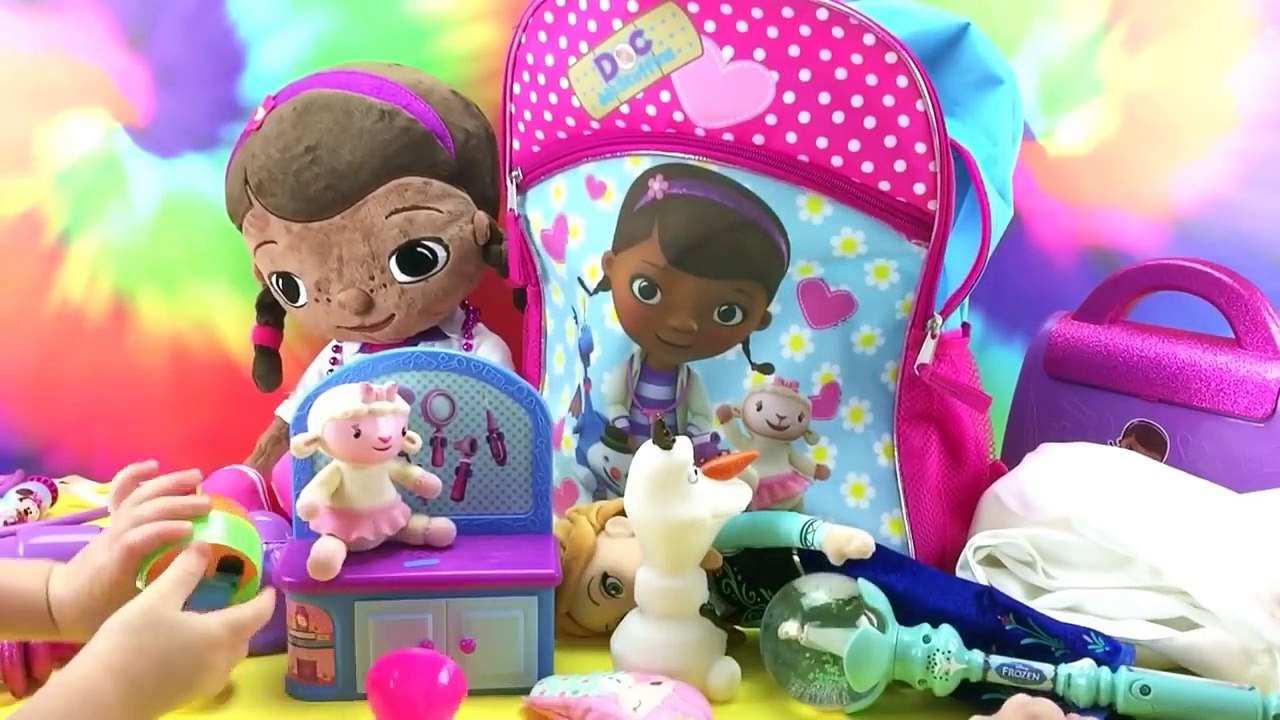 Doc Mcstuffins Dolls Peppa Pig Surprise Eggs Backpack Disney Frozen Anna Olaf Magic Huevos Sorpresa