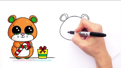 How to Draw Beanie Boo Hamster Mouse Cute step by step Christmas Special