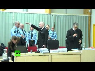 Breivik nazi salute: Norwegian mass murderer appears in public for first time since conviction