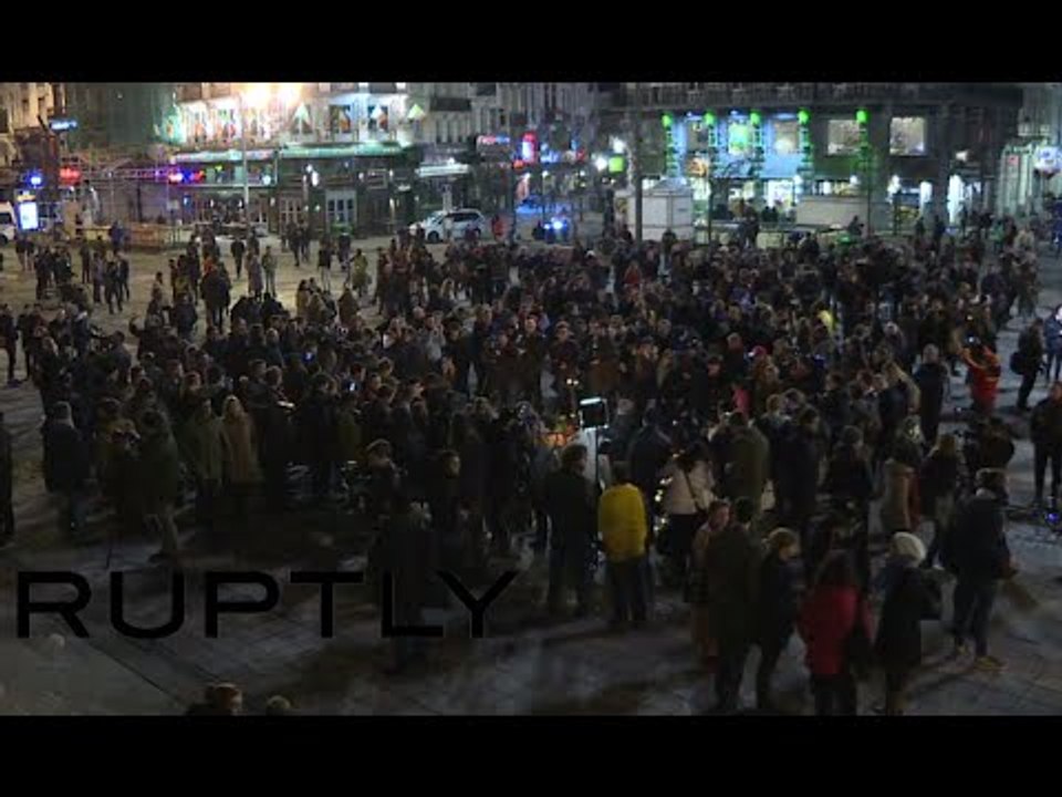 People pay tribute to Brussels attacks victims at Bourse Square [RECORDED LIVE]