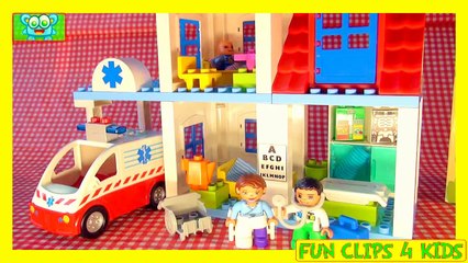 Toys LEGO Duplo Hospital with Ambulance and doctors unboxing, Legos Duplo blocks sets in Lego videos