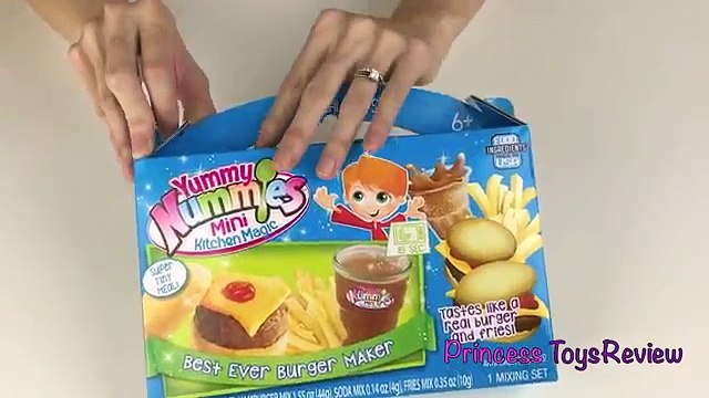 Real Food vs Yummy Nummies! Mini Kitchen Best Ever Burger Maker DIY Kit for Kids Princess ToysReview