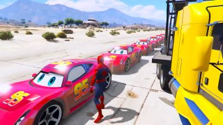 Lightning McQueen Transportation - Disney Cars in Spiderman Cartoon for Kids w Nursery Rhymes Songs